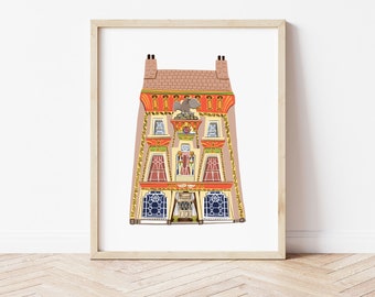 Cornwall Art Print, Egyptian House, Penzance, Cornwall - Illustration Print - Art Print - Cornwall Gifts - Cornwall Paintings