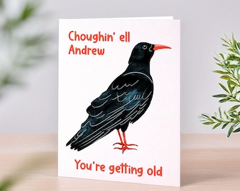 Cornish Chough Greeting Card | Cornwall Greeting Card | Choughin' ell Birthday Card | Personalized Gift Card