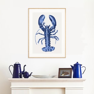 Cornish Blue Lobster Art Print Coastal Wall Art Cornwall Gifts image 3