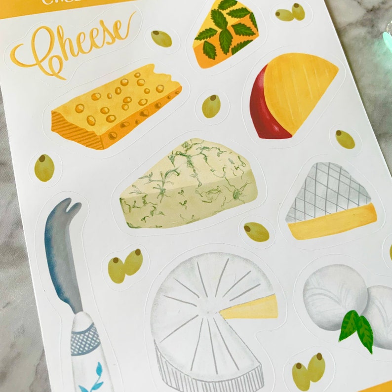 Sticker Sheet With Lots of Different Cheeses, Perfect for Cheese Lovers ...