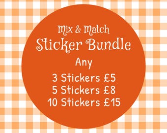Mix and Match Sticker Bundle - Illustrated Die Cut Waterproof Vinyl Stickers