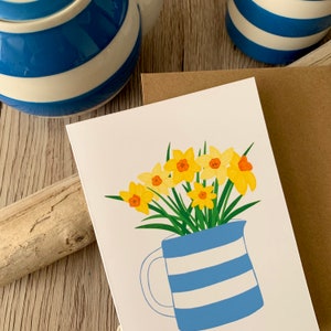 Cornishware jug and flowers greeting card