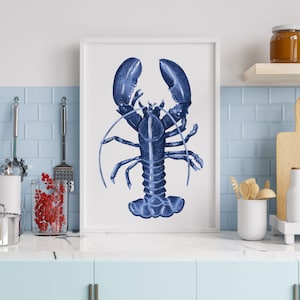 Cornish Blue Lobster Art Print Coastal Wall Art Cornwall Gifts image 2