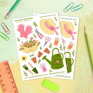 Folha de adesivos de jardinagem, adesivos decorativos de jardinagem, presente para amantes de jardim, presente para jardineiros