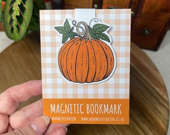 Pumpkin Magnetic Bookmark, Book Lovers Gift, Handmade