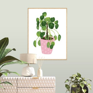 Chinese Money Plant Art Print | Houseplant Wall Art | Botanical Home ...