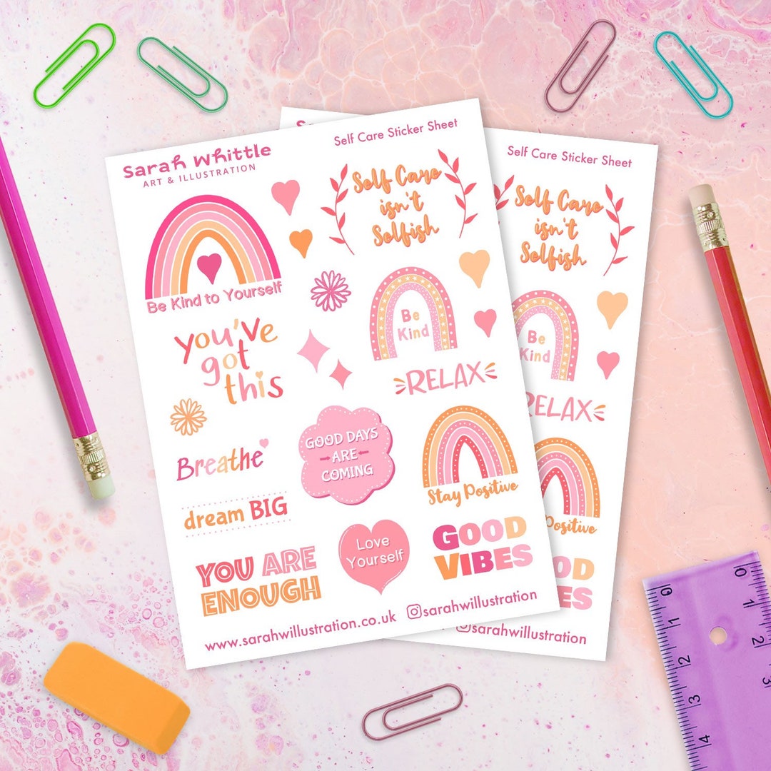 Self Care Sticker Sheet, Self Love Planner Stickers, Mental Health ...
