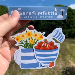 Cornishware Stickers Pack, Blue White Pottery Illustrations, Cornwall Made