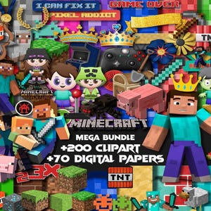 Gaming png Bundle, Mine png, Mine Clipart, Mine PNG bundle, Steve Clipart, Creeper, Pixel Game Characters, TNT, Blocks, Sublimation