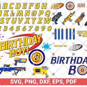 Toy Blaster SVG bundle, Target Guns Birthday svg bundle, Birthday Boy SVG and png files