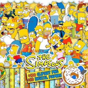 Simpsons Clip Art bundle, Simpsons PNG, Bart Simpson PNG, instant Download, Simpsons, Simpsons Birthday Invitation png, Cartoon Family png