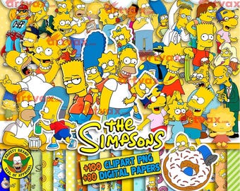 Bundel Simpsons Clip Art, Simpsons png, Bart Simpson png, instant download, Simpsons, Simpsons verjaardagsuitnodiging png, Cartoon familie png
