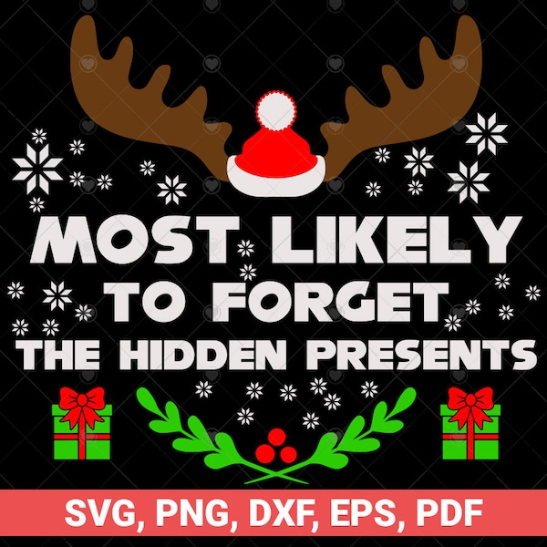 Most Likely To Forget The Hidden Presents svg, Family Christmas design svg, matching christmas pajamas for family svg, funny xmas svg