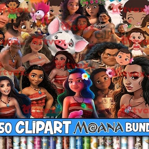 Moana Clipart Bundle 550+ | Disney Princess PNG, Moana Characters, Maui, Pua, Ocean Theme, Digital Download for Kids Party & Crafts