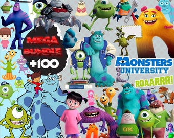 Monsters University clipartbundel | Digitale png-download | Mike, Sulley, Boo, Randall, Pixar Monsters Party