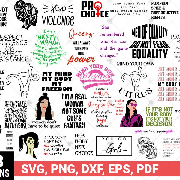 53 Pro Choice SVG Bundle, Women's Rights Digital Files Bundle, Feminism Bundle, pro choice svg, png, eps, pdf, png for Cricut , Silhouette
