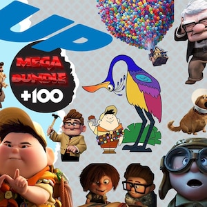 Mega paquete de imágenes prediseñadas de la película Up / Más de 100 PNG / Imágenes prediseñadas de Disney Pixar Up, Russell, Carl, Dug, Kevin / Fiesta de cumpleaños, Scrapbooking y sublimación