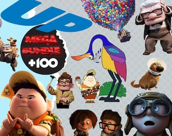 Mega paquete de imágenes prediseñadas de la película Up / Más de 100 PNG / Imágenes prediseñadas de Disney Pixar Up, Russell, Carl, Dug, Kevin / Fiesta de cumpleaños, Scrapbooking y sublimación