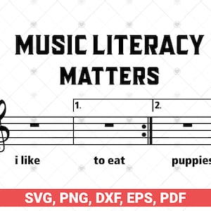 La alfabetización musical importa Me gusta comer cachorros svg