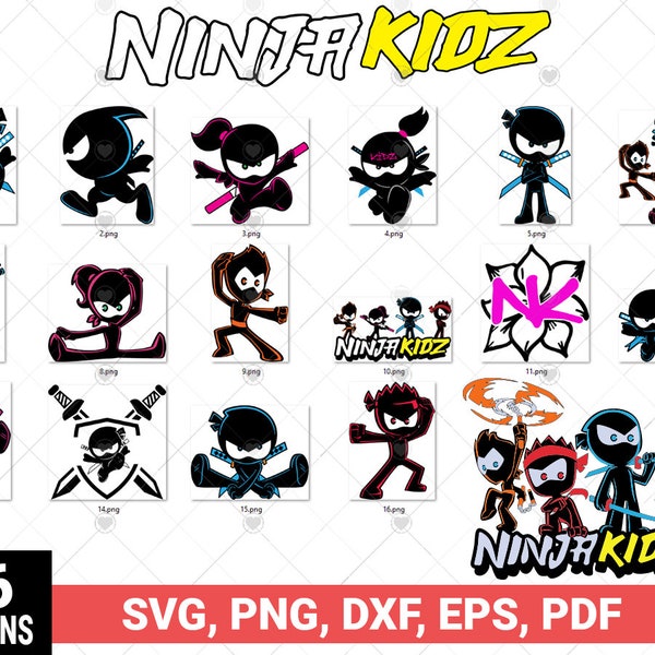 Ninja for Kidz svg bundle, Bundle Layered svg, png, pdf, dxf, eps cricut, cut files, digital vector file, Funny Ninja Svg,