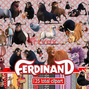 Ferdinand clipart, Movie Birthday decor, Ferdinand the bull png bundle, Clip Art sublimation, Birthday Party Decorations