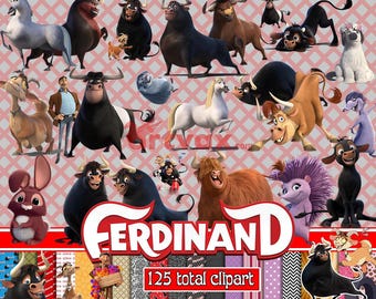 フェルディナンドのクリップアート、映画の誕生日デコレーション、フェルディナンドの雄牛のPNGバンドル、昇華クリップアート、誕生日パーティーのデコレーション