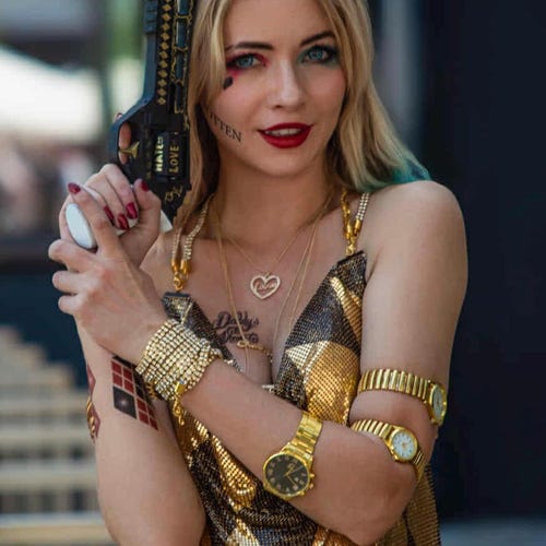 Harley Quinn Halloween Dress Gold Suicide Squad Club Scene Sexy