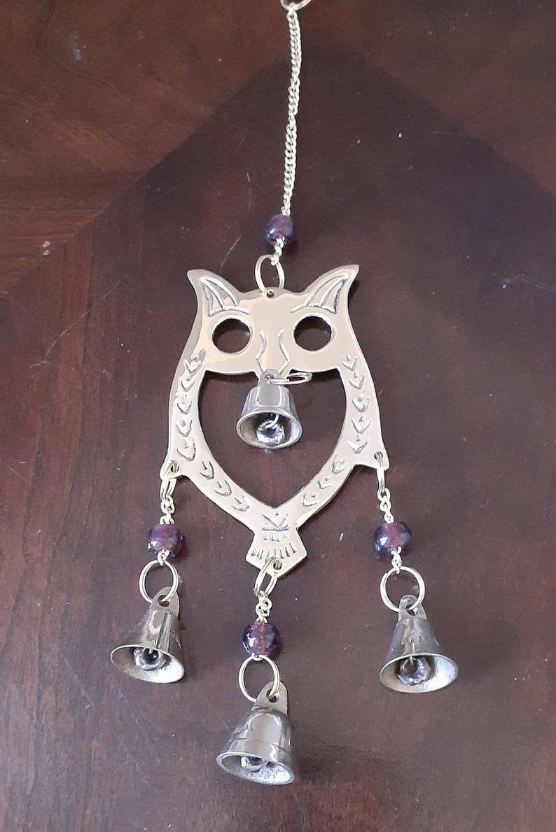 Witch/'s Bells Garden Decor Home Decor -#WCOL 10 Brass Owl Wind Chimes w Bells
