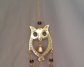 Witch/'s Bells Garden Decor Home Decor -#WCOL 10 Brass Owl Wind Chimes w Bells
