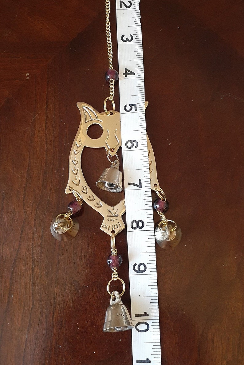 Witch/'s Bells Garden Decor Home Decor -#WCOL 10 Brass Owl Wind Chimes w Bells