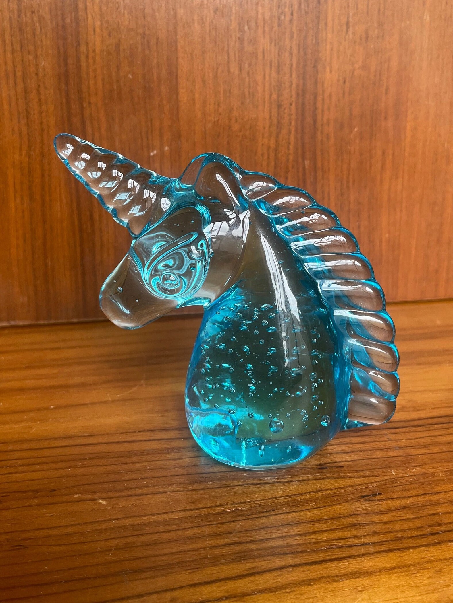 Vintage Paperweight MCM Bubble Glass Unicorn Home Decor Table Etsy