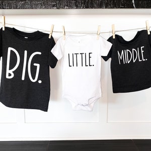 Big Middle Little Baby Shirts | Big Middle Little Shirts | Sibling Shirts | Third Baby Announcement | Big Brother | Big Sister | Siblings