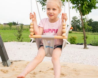 Personalized Baby Swing | Outdoor Garden Toddler Swing with Sensory Beads | Custom Name Birthday Gift