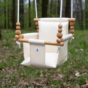 Baby Swing, Schaukel, Indoor Outdoor, Kinderschaukel, Balançoire, Fabric High Back Swing, Babygift, Birthday Gift, Handmade Toy Beige