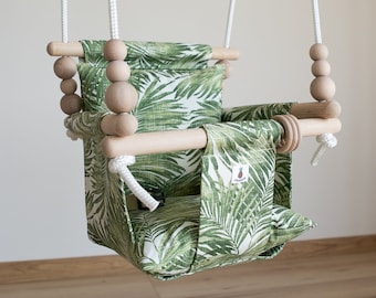Baby Swing, Indoor Schaukel, Spielzeug, Balançoire, Fabric High Back Swing, Babygift, First Birthday Gift, Handmade Christening Gift EXOTIC