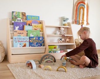 Lot de 2 étagères à jouets et bibliothèque Montessori, étagères pour enfants, rangement pour enfants, Spielzeugregal, étagères à jouets, meubles pour enfants, armoire