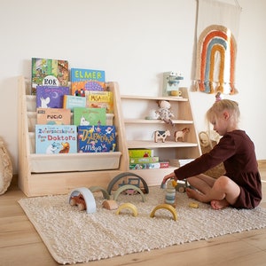 Set Of 2 Montessori toy shelf and bookshelf, Shelves for kids, kids storage, Spielzeugregal, étagère à jouets, Kids furniture, cabinet