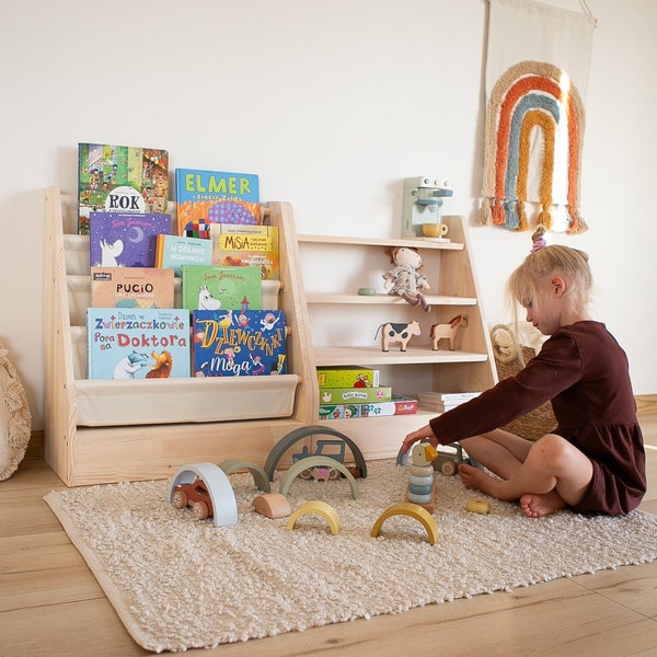 Set di 2 scaffali e librerie per giocattoli Montessori, Scaffali per bambini, deposito per bambini, Spielzeugregal, étagère à jouets, Mobili per bambini, armadietto