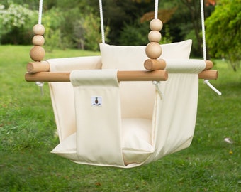 Beige Outdoor Garden Baby Swing Schaukel Balançoire with playing beads | CE |