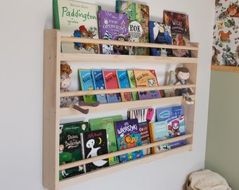 Estantería Montessori para niños, estantería de madera para pared, estantería para guardería, estantería para libros infantiles, estanterías para habitación infantil, vitrina.