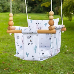 Outdoor Garden Baby Swing Schaukel Balançoire White lamas | CE | Easter Baby Gift