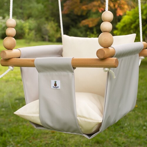 Light Grey Beige Outdoor Garden Baby Swing Schaukel Etsy