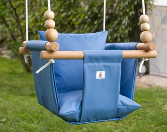 Columpio de bebé para jardín al aire libre azul IMPERMEABLE Schaukel Balançoire con cuentas de juego / CE /