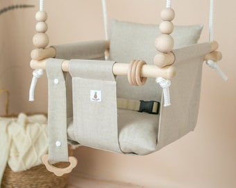 Baby Swing, Babyschaukel, Kinderschaukel, Balançoire Montessori Toddler swing NATURAL BEIGE | CE |