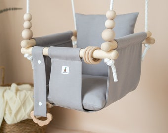 Baby Swing, Babyschaukel, Kinderschaukel, Balançoire Montessori Toddler swing light grey | CE |  | Easter Baby Gift