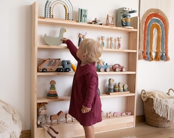 モンテッソーリおもちゃ棚、子供用収納、モダンなおもちゃ棚、合板棚