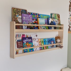 Floating Bookshelf for kids, Small Montessori hanging bookcase, Nursery shelves, Toddler book storage, Kids wall bookshelf, Bücherregal