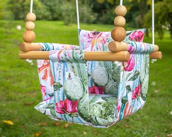 WATERPROOF CACTUS Outdoor & Indoor Garden Fabric Baby Swing Schaukel Balançoire with with playing beads | CE |