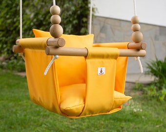 Yellow Outdoor Garden Baby Swing Schaukel Balançoire with playing beads | CE |