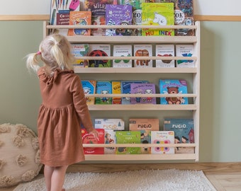 Étagère murale pour enfants Montessori, bibliothèque suspendue en bois, Bücherregal, étagère pour chambre d'enfant, rangement pour livres pour tout-petits, étagères pour enfants, vitrine